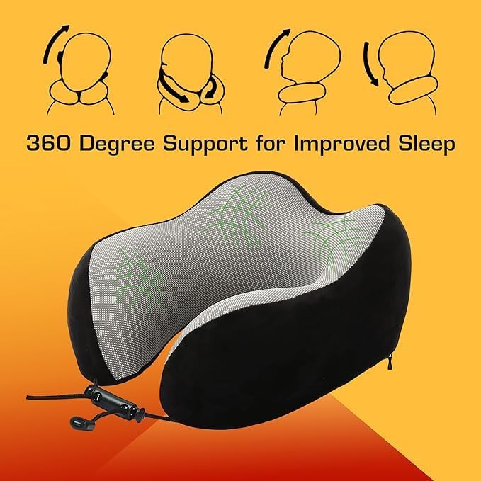 Memory Foam Neck Travel Pillow Support Pillow | Luxury Compact & Lightweight | Quick Pack For Camping